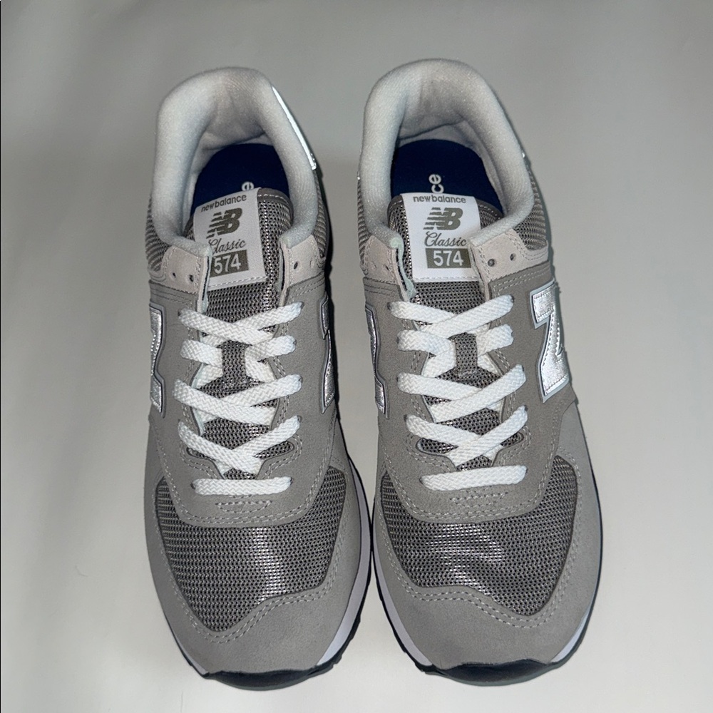 New Balance 574 Gray and White Sneakers